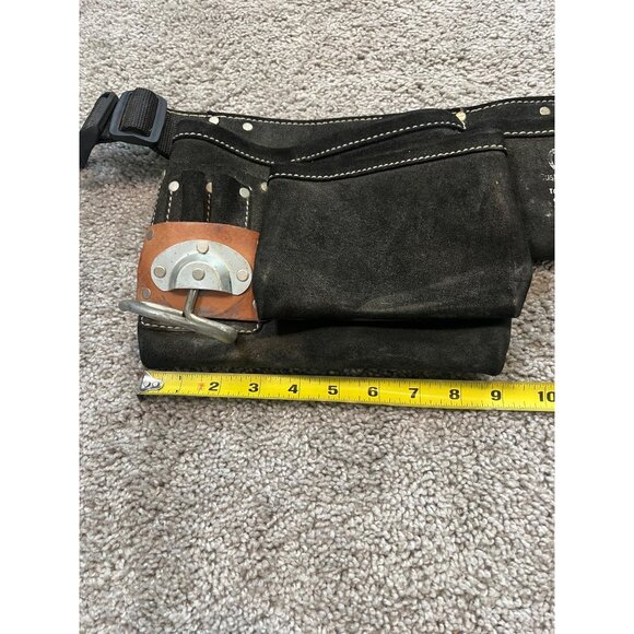 Vtg CLC Custom LeatherCraft Black Tool Belt Pouches Hammer Holder No 38427X USA - Picture 8 of 10